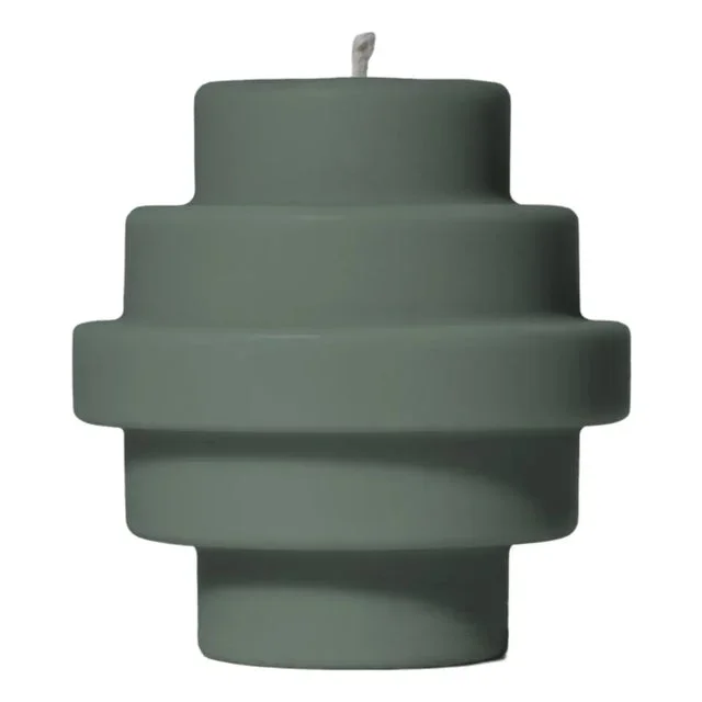 Sculptural Postmodern Beeswax Pillar Candle No.04 in Jasper Green