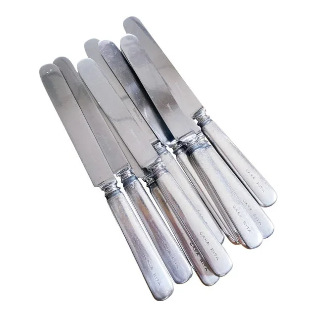 Set of 8 Antique Silver Plated Tiffany & Co Butter Knives From Casa Rita