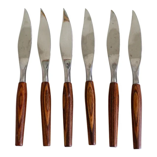 Six Mode Danish Rosewood Stainless Steak Knives | Sheffield England