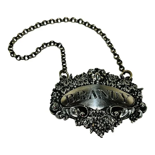 Sterling Brandy Decanter Label/Bottle Ticket by Charles Rawlings, London, 1828
