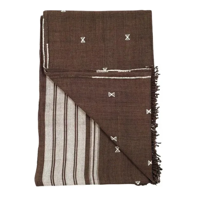 Studio Variously Handwoven Organic Cotton Brown Ebony Throw