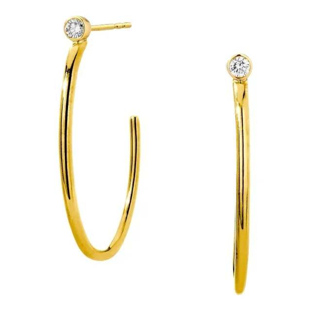 Syna Yellow Gold Hoops with Diamonds, a Pair