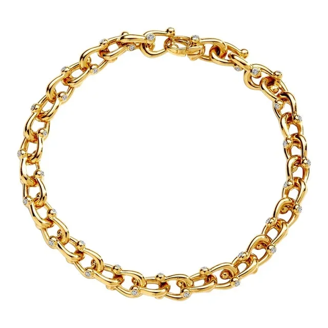 Syna Yellow Gold Horse Shoe Bracelet with Diamonds