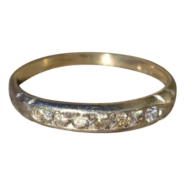 The Bentzen: Antique Ladies Diamond Wedding Band in Platinum and 14K Gold