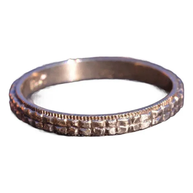 The Gloria: Antique Rose Gold Eternity Wedding Band Featuring a Vivid Floral Pattern