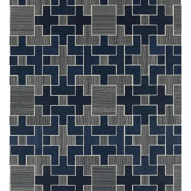 The House of Scalamandré Allegro Sisal Wallcovering, Evening Blue