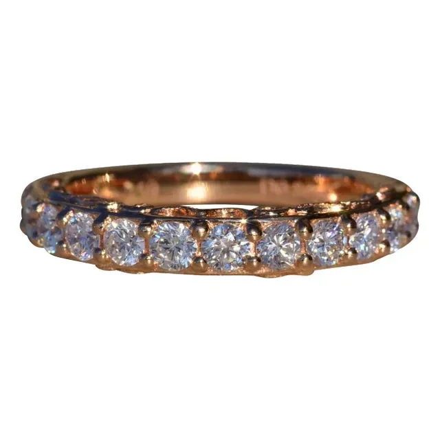 The Markam: Ladies Custom Made 18K Rose Gold Wedding Band set with Diamonds
