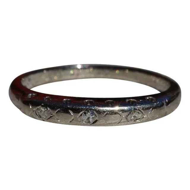 The Meigs: Ladies Vintage 14K White Gold Circa 1955 Wedding Band