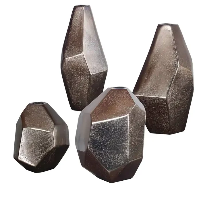 Uttermost Amna Matte Nickel Vases Set/4