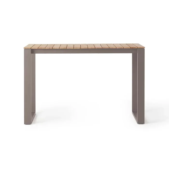 Ventura 66″ Bar Table in Quartz Grey – Teak Top
