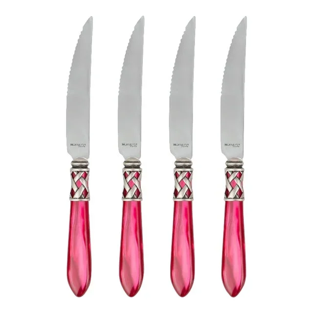 VIETRI Aladdin Antique Raspberry Steak Knives – Set of 4