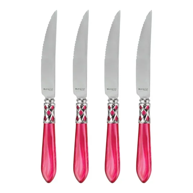 VIETRI Aladdin Brilliant Raspberry Steak Knives – Set of 4