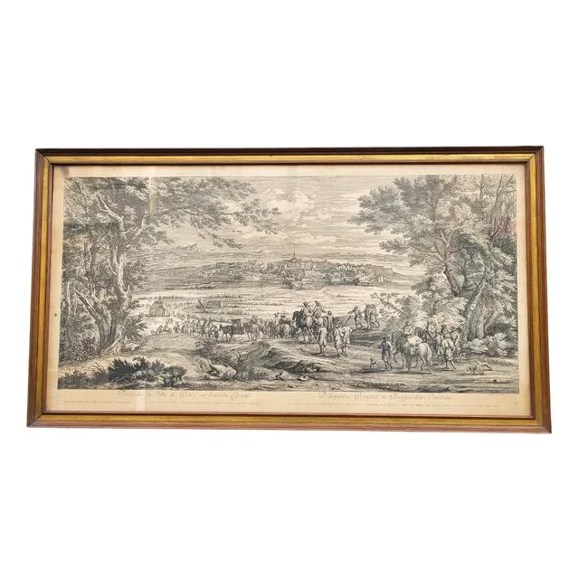 View of Gray Franche Comté, 1700s, Engraving, Framed