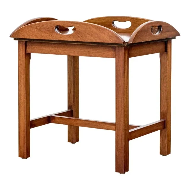 Vintage English Mahogany Parquetry Top Butler’s Tray Table