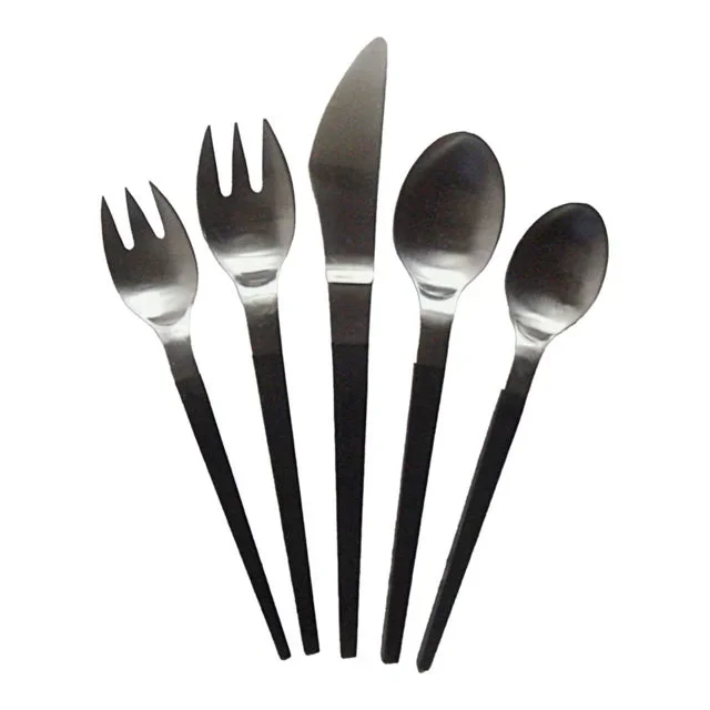 Vintage Stanley Roberts Las Brisas Contempra Collection Stainless Flatware Set Black no.380- 50 Pieces