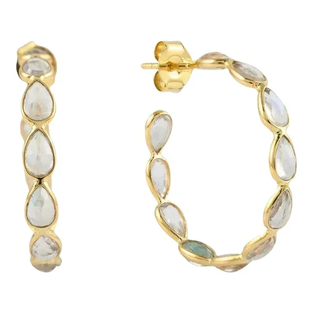 VRJewels Rainbow Moonstone Big Hoop Earrings – 2 Pieces