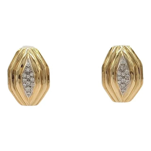 White Diamond Earrings in 14K 2 Tone Gold – A Pair