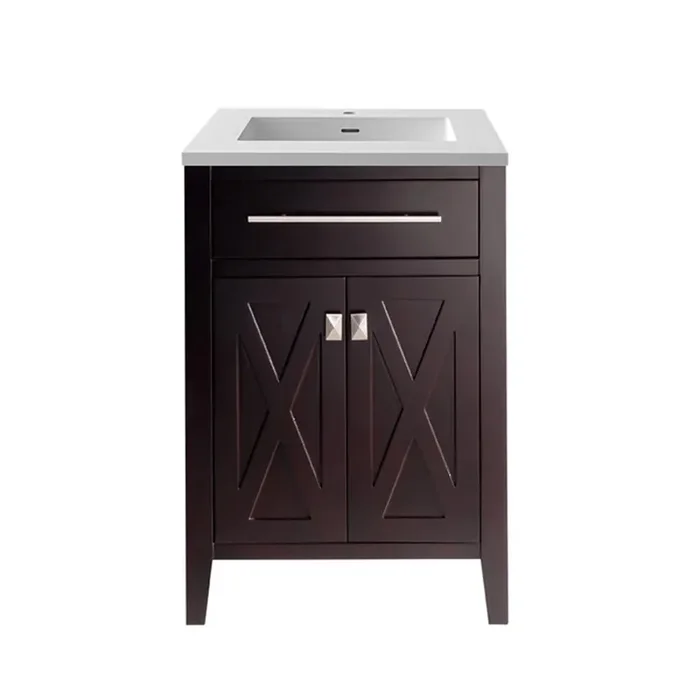 Wimbledon – 24 – Brown Cabinet + Matte White Viva Stone Solid Surface Countertop