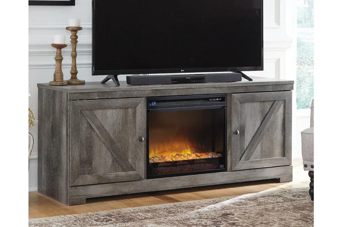 Wynnlow Gray 63″ TV Stand with Electric Fireplace